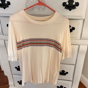 Madewell Cream Tee with Multicolor Stripes